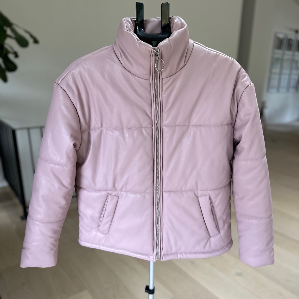 ACTIV8 Pink faux leather puffer Jacket size Medium